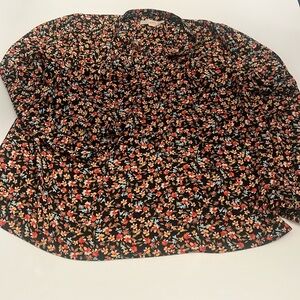 Loft floral long sleeve open front blouse, size large